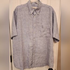 Turnberry 100% Linen European Fabric Men's XL Button Down Short Sleeve Shirt